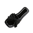 thumbnail image 2 of PiGOGI Women's Oversized Bow Slide Sandals Flat Non-Slip Comfortable Patent Leather Summer Slippers Black 5.5, 2 of 9