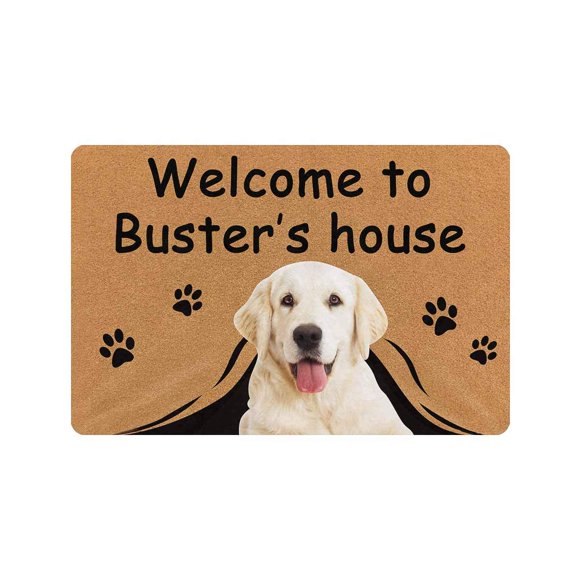 MyPupSocks Personalized Custom Doormat Dog Face Photo Welcome to Dog's Name House Custom Door Mats Inside