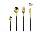 thumbnail image 2 of Juego de cuchillos, tenedores y cucharas de acero inoxidable - Juego de 4 piezas de oro negro (cuchillo, tenedor, cuchara + cuchara de café) Ormromra WL-00767, 2 of 7