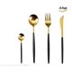 thumbnail image 2 of Juego de cuchillos, tenedores y cucharas de acero inoxidable - Juego de 4 piezas de oro negro (cuchillo, tenedor, cuchara + cuchara de café) Ormromra WL-00767, 2 of 7