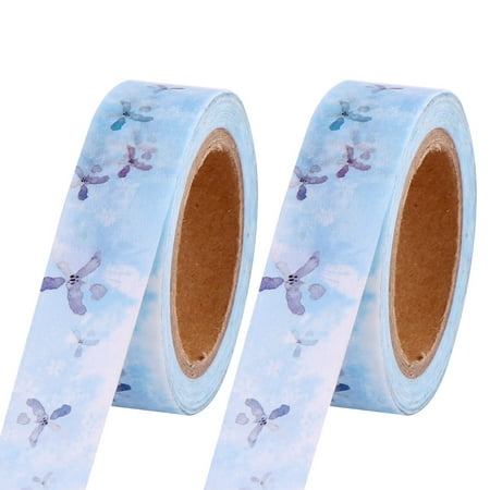- Family Flower Pattern Stationery Decor Sticky Washi Paper Tape 15mm x 10M 2 Pcs