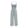 thumbnail image 6 of ZHOGXU Women's Jumpsuit Sleeveless Suspenders Solid Color Wide Leg Comfortable Fashion Romper For Everyday Wear,Grey,S, 6 of 6