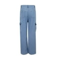 thumbnail image 4 of Casual Jeans for Women, Comdrip Women High Waisted Cargo Pants Wide Leg Casual Pants 6 Pockets Trousers Y2K Jeans Blue L, 4 of 6