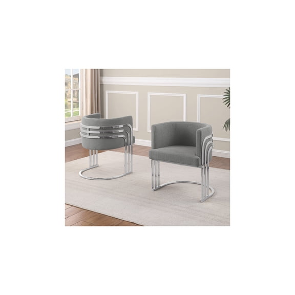 Best Quality Furniture Gray Teddy Fabric Side Chairs with Chrome