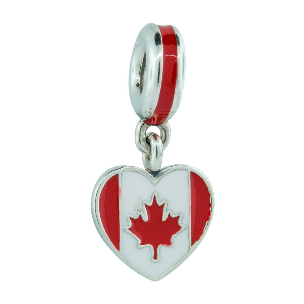 PANDORA Authentic Canada Heart Flag Charm, Mixed Enamels 791954ENMX