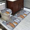 thumbnail image 2 of Coofit 3PCS Bath Rug Set Fashion Water Absorbent Decorative Toilet Rug Toilet Lid Cover, 2 of 4