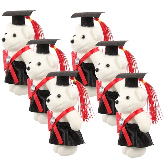 BESTOYARD 6Pcs Graduation Bear Red Desktop Ornament for Grad Season Decoration