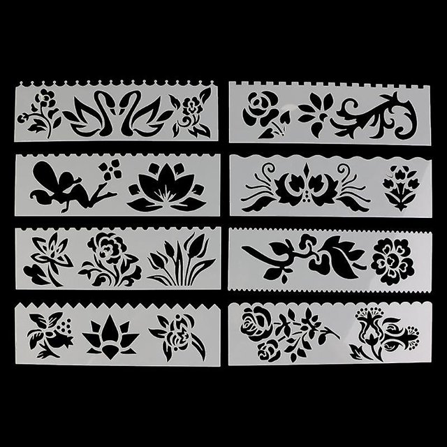 Juego de 8 plantillas de plástico para dibujar para niños, reglas, plantillas para pintar y hacer manualidades, tamaño S, 3