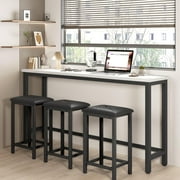 Counter Height Dining Table Set for 3, Bar Style Dining Room Set with 3 Upholstered Stools, Creative Pub Table Set