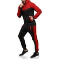 thumbnail image 7 of AWARDER Men's Winter 2-Piece Tracksuit, Colorblock Long Sleeve Zipper Hoodie and Jogger Sweatpants, Warm Fleece Casual Set For Cold Weather Lounging,Red,2XL, 7 of 7