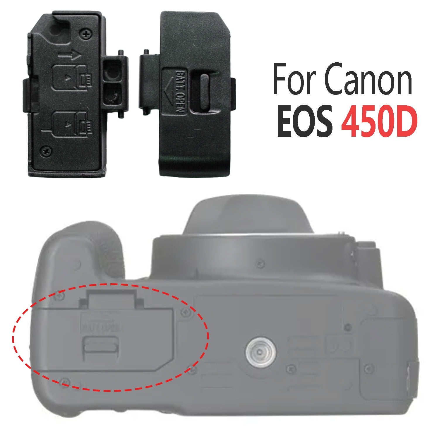 zo tand radicaal Canon EOS 450D Black Battery Door New Repair Part Replacement Accessory for  Digital-SLR Camera - Walmart.com