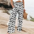 thumbnail image 2 of QATAINLAV Womens Palazzo Pants 2025 Fashion Floral Print Elastic High Waisted Wide Leg Pants Loose Beach Boho Lounge Trousers with Pockets Multicolor M, 2 of 6