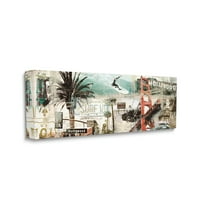 Stupell Industries Vintage California Collage Urban City Landmarks,13 x 30,Designed by Tyler Burke