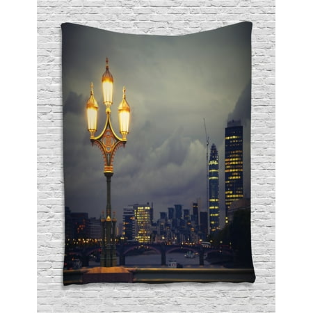 Night Tapestry Westminster Bridge London City Uk Stormy Moody