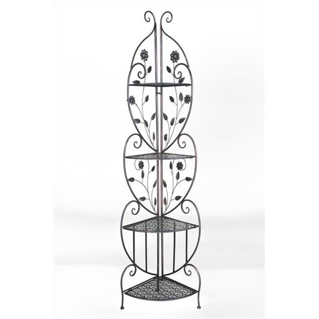 Heather Ann W190795-BC Daisy 4 Shelf Corner Bakers Rack, Blackened Copper