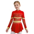 thumbnail image 3 of Aislor Girls Cheerleading Uniform Long Sleeve Dance Leotards Dress Cheer Leader Performance Costume Red 14, 3 of 7