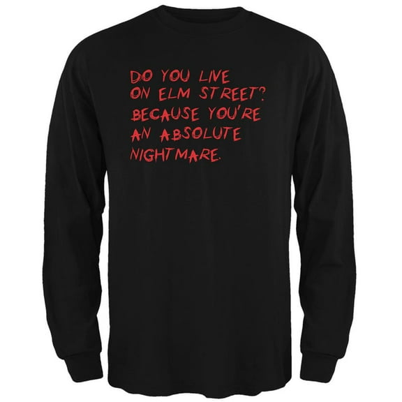 Halloween Do You Live On Elm Street Black Adult Long Sleeve T-Shirt - 2X-Large
