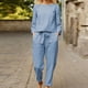 thumbnail image 1 of ICHUANYI Clearance 2PC Fashion Woman Solid Long Sleeve Blouse +Loose Pants Sets(Blue, XXL) ICHUANYI WER2023080805191, 1 of 6