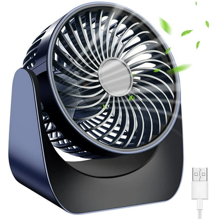 

Mini USB Fan Super Quiet Small Table Fan with 3 Speeds USB Fan with 360° Rotating Fan for Table/Bedroom/Desk/Car/Outdoor/Camping (Dark Blue 1.5m USB Cable)