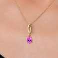 thumbnail image 3 of Gem Stone King 14K Yellow Gold Pink Created Sapphire and Lab Grown Diamond Pendant Necklace for Women | 1.63 Cttw | Gemstone September Birthstone | Pear Shape 9X6MM | With 18 inch Chain, 3 of 6
