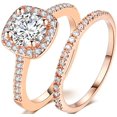 thumbnail image 1 of Silver Rose Gold 1.5 Carat Wedding Engagement Eternity Bridal Ring Set, 1 of 1