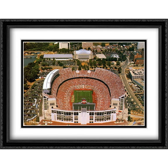 Ohio Stadium, OSU, Columbus 2x Matted 32x26 Large Black Ornate Framed Art Print by Mike Smith
