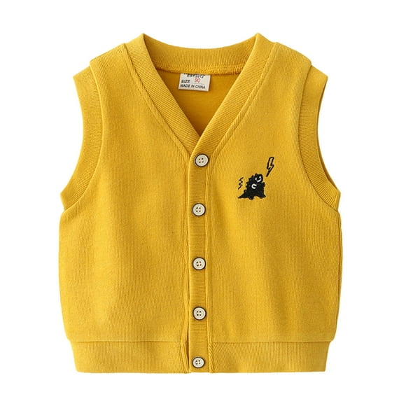 Boy Jacket Toddler Kids Child Baby Boys Sleeveless Patchwork Cartoon Fashion Vest Jacket Outer Outwear Clothes Jacket for Kids(Color:Yellow,Size:5-6 Years)