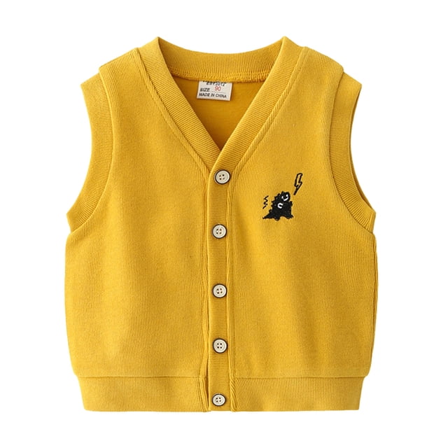 Gibobby Chamarra niñoInfant Toddler Kids Child Baby Boys sin mangas Patchwork Cartoon chaleco chaqueta prendas de vestir exteriores ropa(Amarillo, 18-24 Meses)