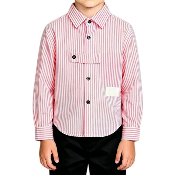 Grblisyd Back to School Clothes Boys Girls Long Sleeve Button Down Shirts Striped Formal Uniform Dress Shirt
