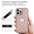thumbnail image 6 of Logo View Design Compatible with iPhone 12 Pro Max Phone Case Luxury Diamond Plaid PU Leather Vintage Slim Non-Slip Soft Grip Shockproof Anti-fall Heavy Duty Protective Case Cover,Rosegold, 6 of 7