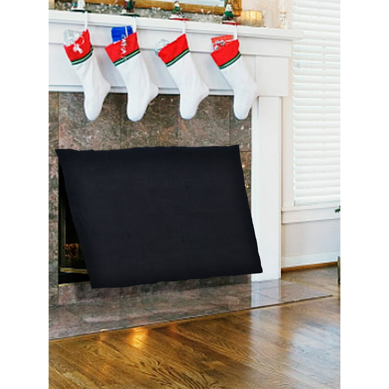 Magnet Fireplace Cover, Fireproof Fireplace Draft Blocker, Fireplace Blanket  for Heat Loss, Fireplace Cold Air Blocker, Black(42 W x 32 H) 