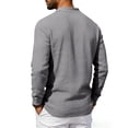 thumbnail image 6 of XIAOCHA Mens Textured Fabric Long Sleeve Polo Long Sleeve Turn Down Collar Button Up Polo Breathable Casual Everyday Polos, 6 of 9