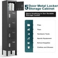 thumbnail image 3 of Metal 5-Door Locker, 66" Storage Cabinet for Employees, School, Gym, Home Office & Garage (Black), 3 of 6