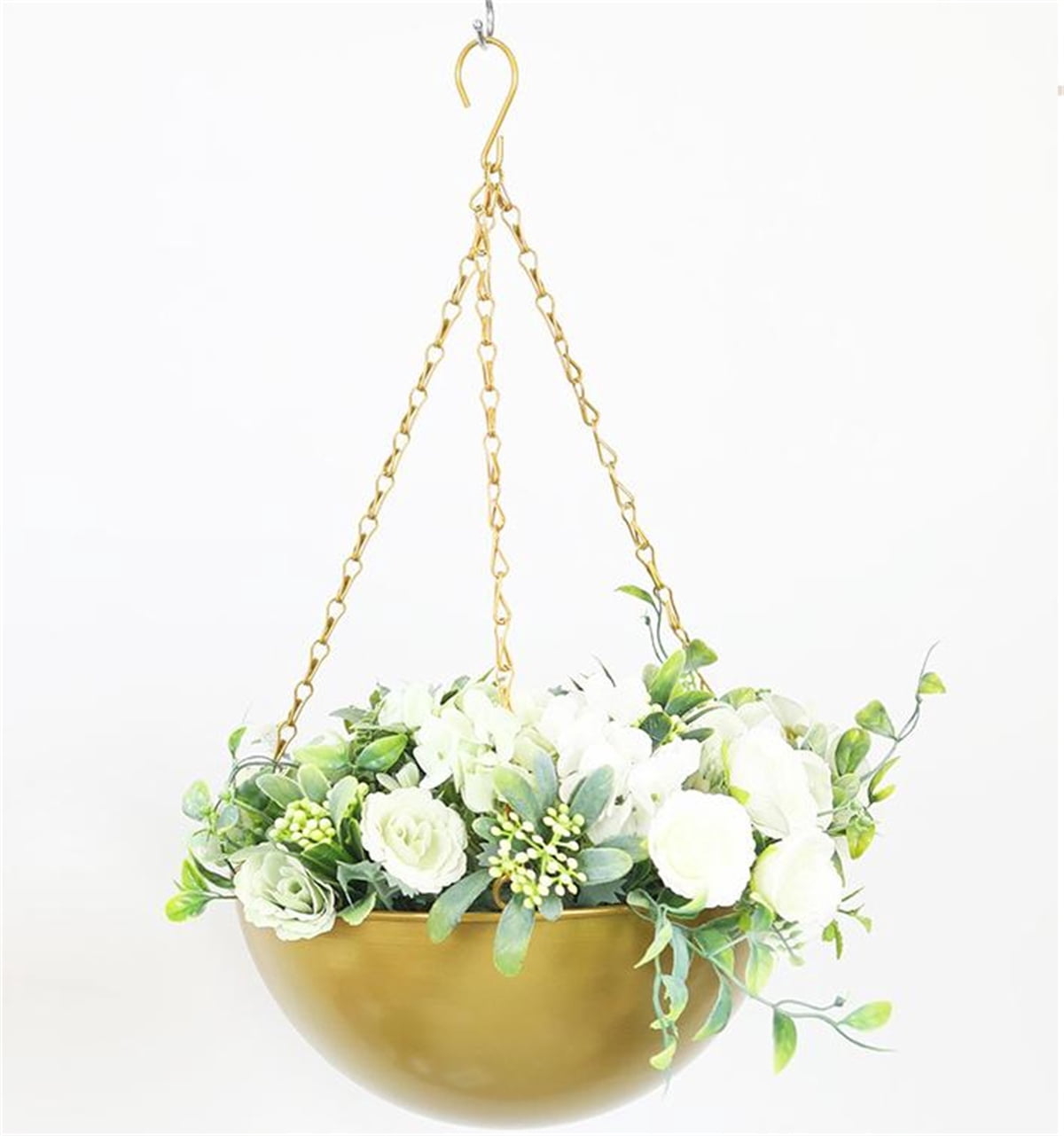 Hanging Planters with Chins,Bexikou Small Metal Plant Hanger,Hanging Basket,Metal Hanging Planters for Indoor Plants,Plant Hanger Decor for Window and Patio (Gold)