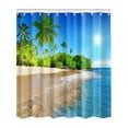 thumbnail image 2 of 71*71 in HD Seascape Printed Polyester Shower Curtains with 12 C-Shape Plastic Hanging Hooks Beautiful Bath Decor, 2 of 4