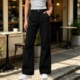 thumbnail image 2 of XPMWRP Women High Waist Side Cargo Pocket Wide Leg Flare Jeans Loose Bootcut Full Length Denim Casual Streetwear Pants Outdoor Walking Fashion Denim Trousers Black XXL, 2 of 8