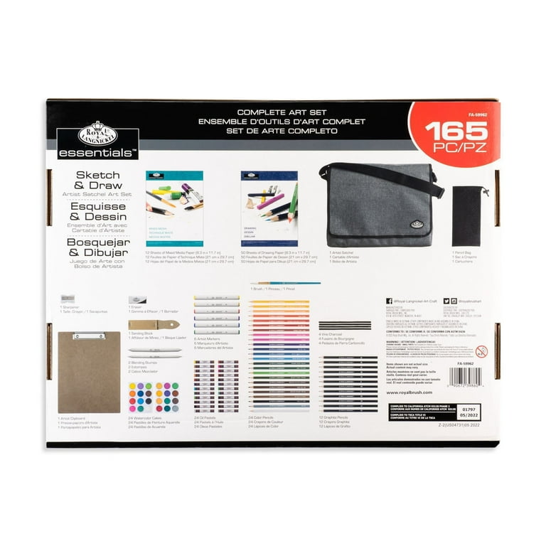 Royal & Langnickel Essentials 165-Piece Sketch and Draw Art Set