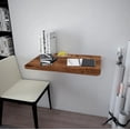 thumbnail image 2 of Walnut Wall-Mounted Foldable Table - 28.3" x 17.7" Space-Saving Desk for Kitchen, Balcony, or Office, 2 of 5