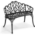 thumbnail image 5 of HOMEFUN Outdoor Patio Bench, Tulip Garden Bench All-Weather Cast Aluminum Extra Loveseat for Lawn Front Porch Path Yard Decor Deck Furniture-Black, 5 of 7