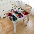 thumbnail image 2 of COMIO Outdoor Fitted Ink Painting Fresh Color Fruit Pineapples Square Tablecloth, 44in-60in White, 2 of 7