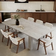 JassmiPkwy Extendable Dining Table for 4-8 People with Seamless Extension from 55 to 86.6 Inches for Small Spaces, Dining Room, Kitchen, Living Room-Oak