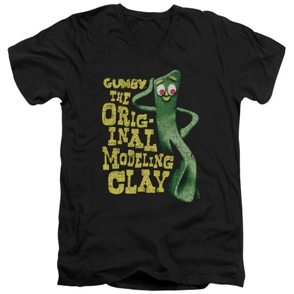 Gumby So Punny S/S Adult V-Neck T-Shirt 30/1 T-Shirt Black