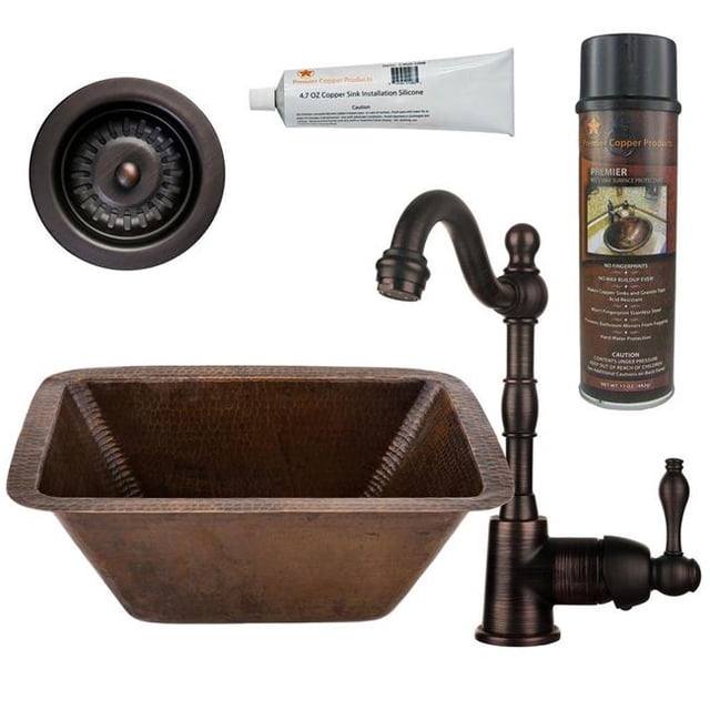 Premier Copper BSP4-BRECDB3-D Dual Mount Copper 17 in. Rectangle Bar Prep Sink in Oil Rubbed Bronze