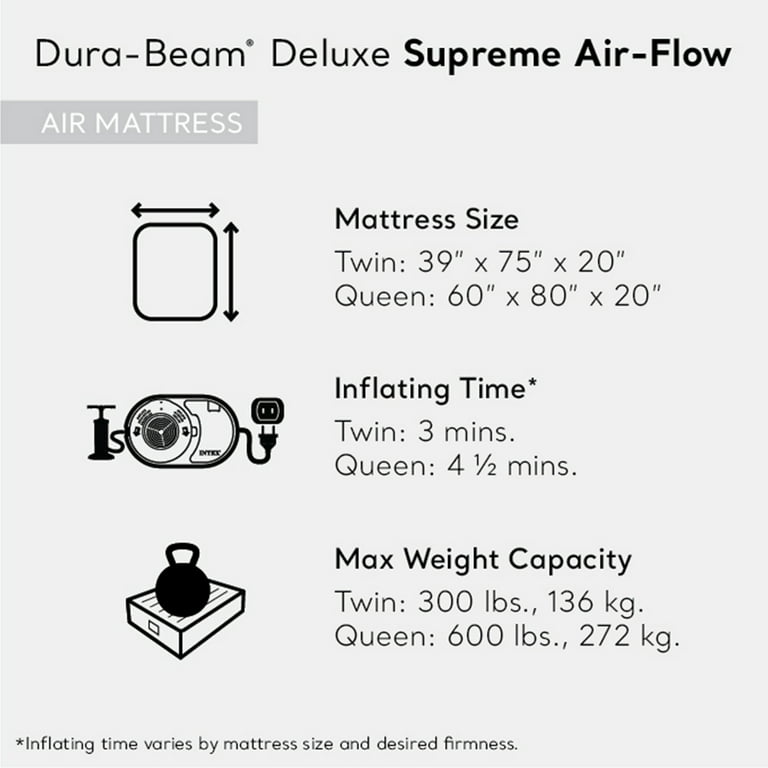 Colchón hinchable doble Deluxe Supreme Air-Flow Queen