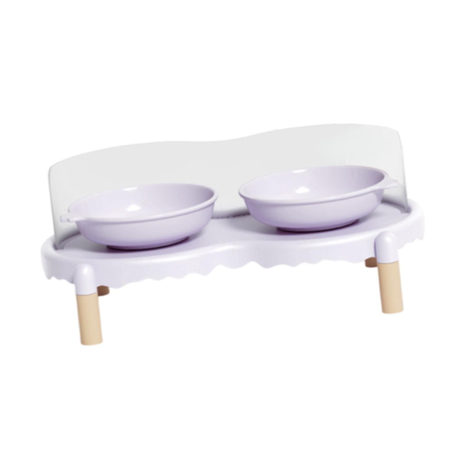 CarpNettore Ceramic Elevated Cat Bowls with Non Slip Stand Raised Feeding Station Raised Cat Purple