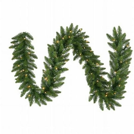 Vickerman 9 Camdon Fir Artificial Christmas Garland Warm White LED Mini Lights - Faux Holiday Garland - Indoor Seasonal Home Decor