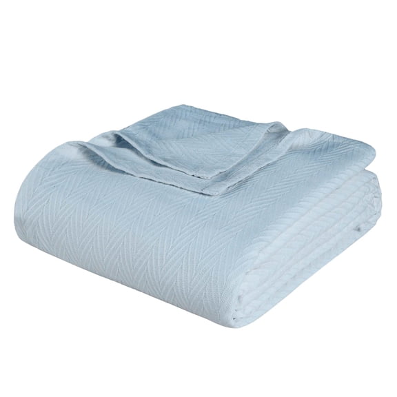 Superior Metro Chevron All-Season Cotton Blanket, King, Light Blue