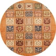 thumbnail image 1 of Ahgly Company Machine Washable Indoor Round Abstract Orange Area Rugs, 7' Round, 1 of 7