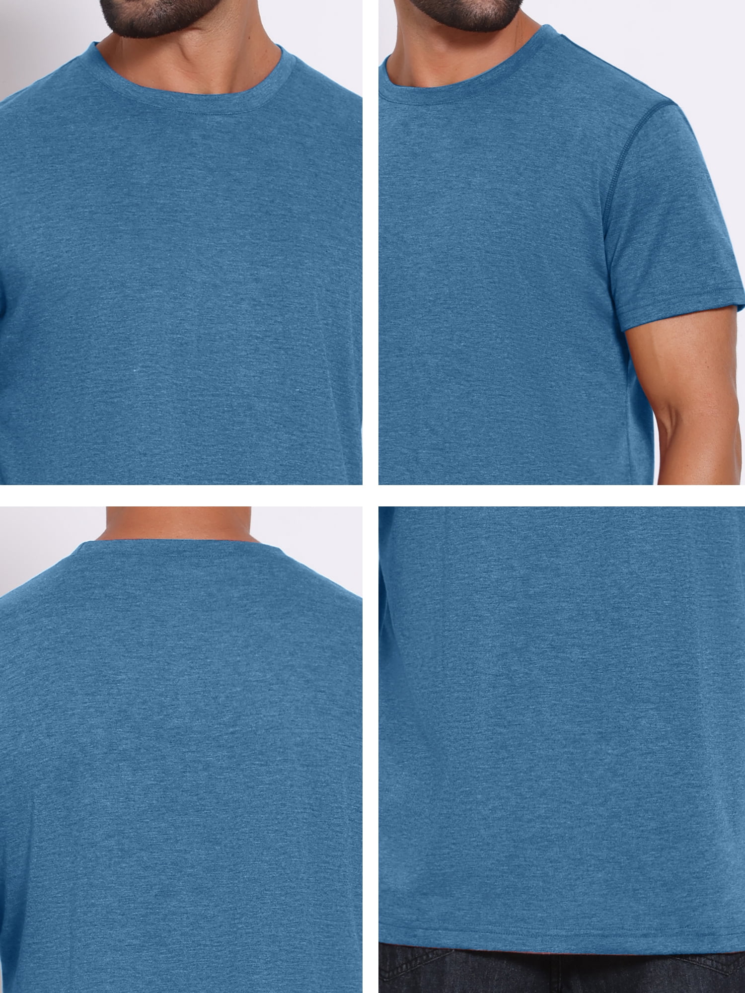 DARING DIVA Men's Crew Neck Short Sleeve Solid Color Retro Style T-Shirt S Blue