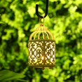 thumbnail image 5 of Paquete de 2 pequeñas linternas colgantes de jaula de pájaros de metal para bodas, patios, interiores o exteriores (blanco), 5 of 5